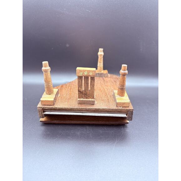 Vtg Concord Dollhouse Miniature Grand Piano Bench Stool With Box Med Oak Color - Picture 9 of 16